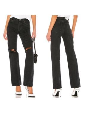 Re/Done High Rise Loose Jeans Ripped Black